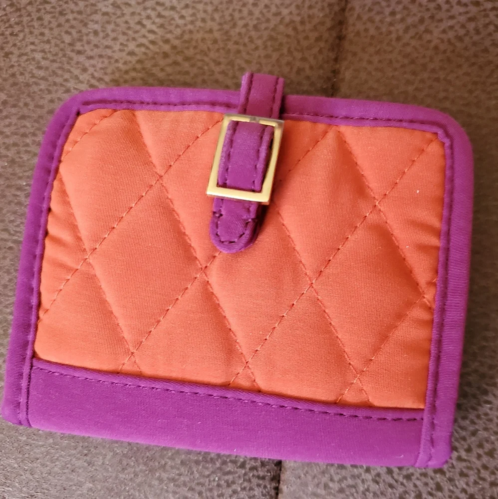Vera Bradley quilted card carrier folio orange and pink